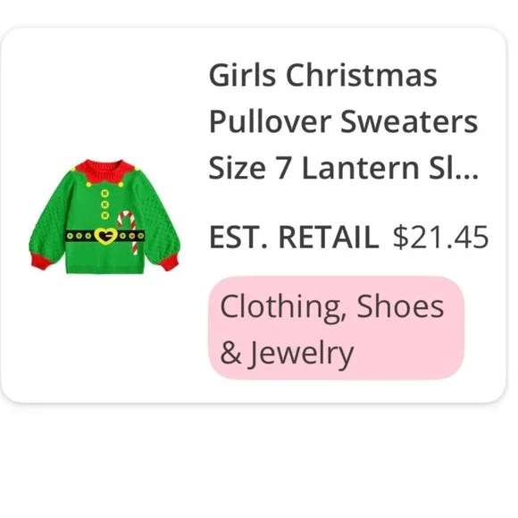 Unbranded Green Elf Christmas Sweater Kids Size 7 Popcorn Sleeve Holiday Knit - Picture 7 of 7